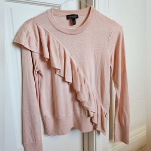 Topshop peachy crew neck sweater eith ruffles